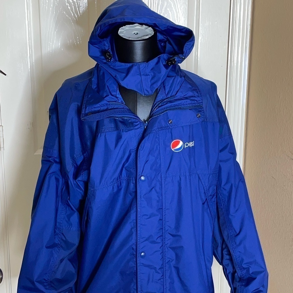 Pepsi Cola Jacket Adult XLarge Navy Full Zip Hooded Lined Aramark Uniform Coat - Picture 5 of 12
